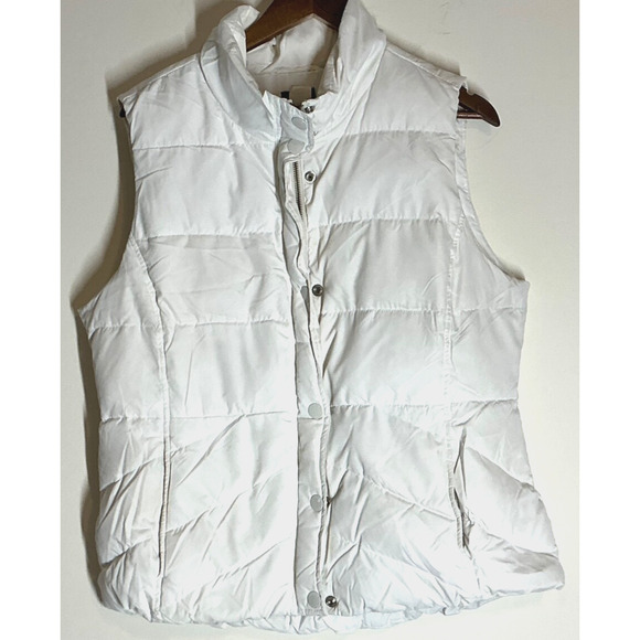J CREW Puffer Down Feather Quilted Vest white Sz XL - Picture 1 of 6